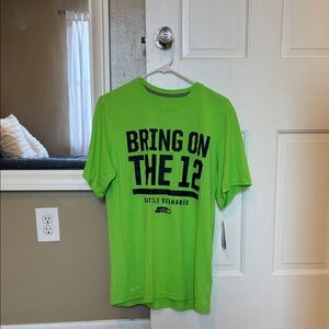 NWT Nike Dri Fit Bring On The 12' Lime Green Fan T-Shirt